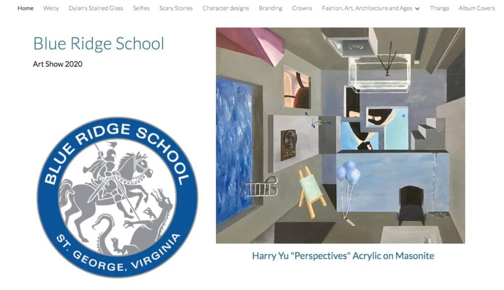 Screenshot of online student art show