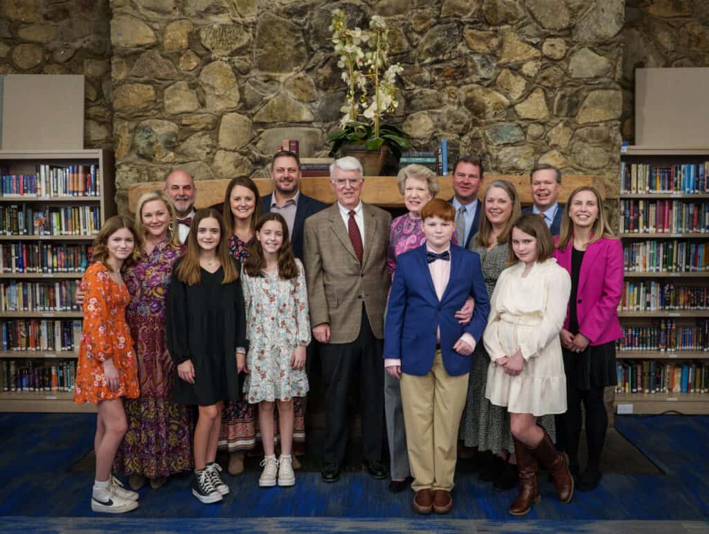 John Young and his family at the dedication of the new library.