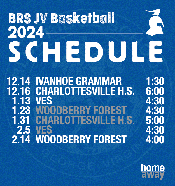 schedule of games for blue ridge school's JV basketball team in 2024